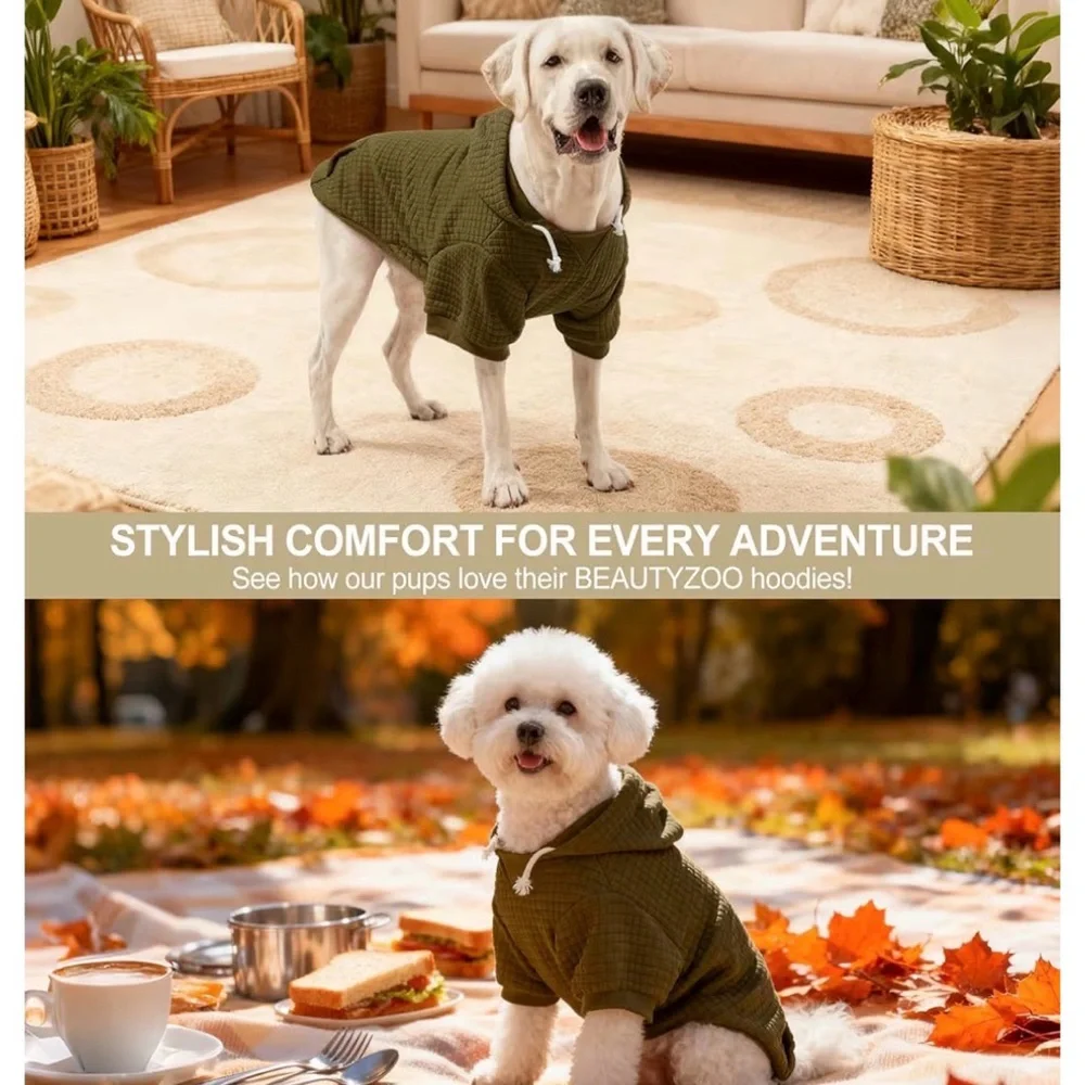 Army Green Quilted Dog Hoodie